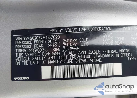 2010 Volvo Xc90 3.2 из США, поврежденный, VIN YV4982CZ2A1537628